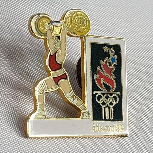 Atlanta Olympics 1996 Weightlifting Enamel Pin 422005 Hoho NYC Rare Og Retro - Picture 3 of 8